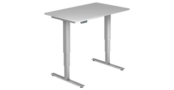 SCHREIBTISCH 120/80/63,5-128,5 cm Grau, Silberfarben elektrisch höhenverstellbar  - Silberfarben/Grau, KONVENTIONELL, Holzwerkstoff/Metall (120/80/63,5-128,5cm) - Venda