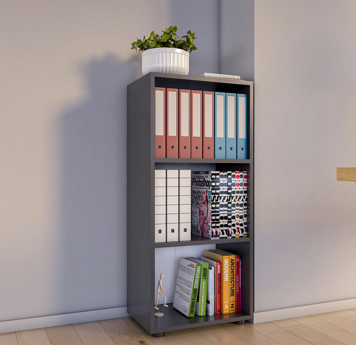 REGAL  49/108/32 cm Anthrazit  - Anthrazit/Schwarz, Modern, Holzwerkstoff/Kunststoff (49/108/32cm) - MID.YOU