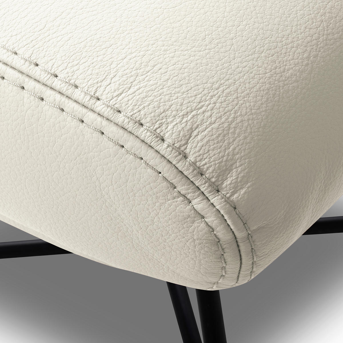 SESSELSET Echtleder Weiss  - Weiss/Schwarz, Design, Leder/Metall (67/87/74cm) - Livetastic