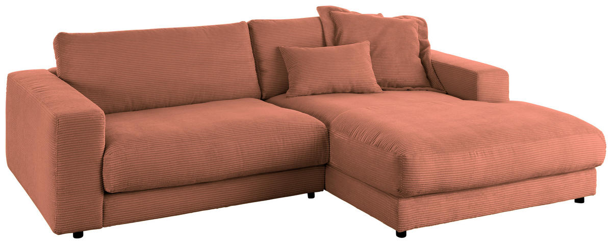 ECKSOFA in Cord Rostfarben  270/190 cm  - Rostfarben/Schwarz, Design, Kunststoff/Textil (270/190cm) - Lomoco