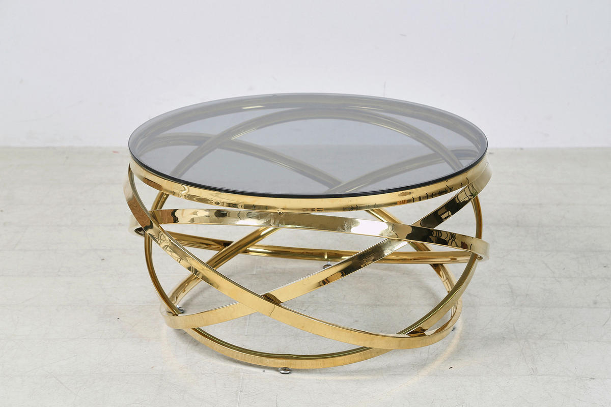 COUCHTISCH in Metall, Glas 80/80/42 cm  - Goldfarben/Grau, Design, Glas/Metall (80/80/42cm) - Livetastic