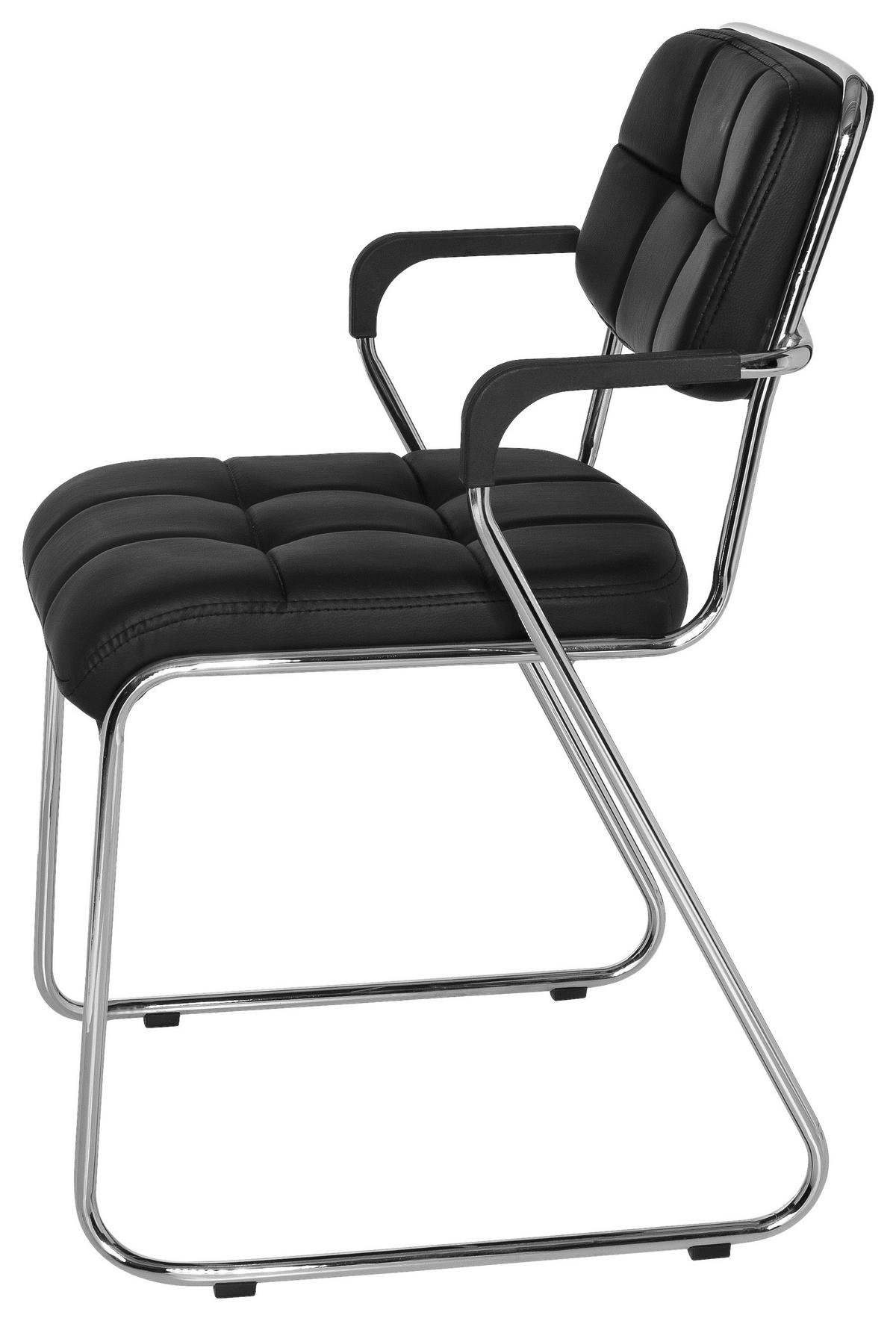 BESUCHERSTUHL Schwarz  - Chromfarben/Schwarz, Basics, Kunststoff/Textil (49/79/44cm) - MID.YOU