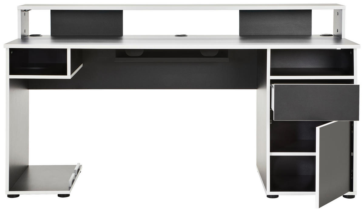 GAMINGTISCH 170/65/92 cm  in Schwarz, Weiss  - Weiss/Schwarz, Modern, Holzwerkstoff (170/65/92cm) - Novel
