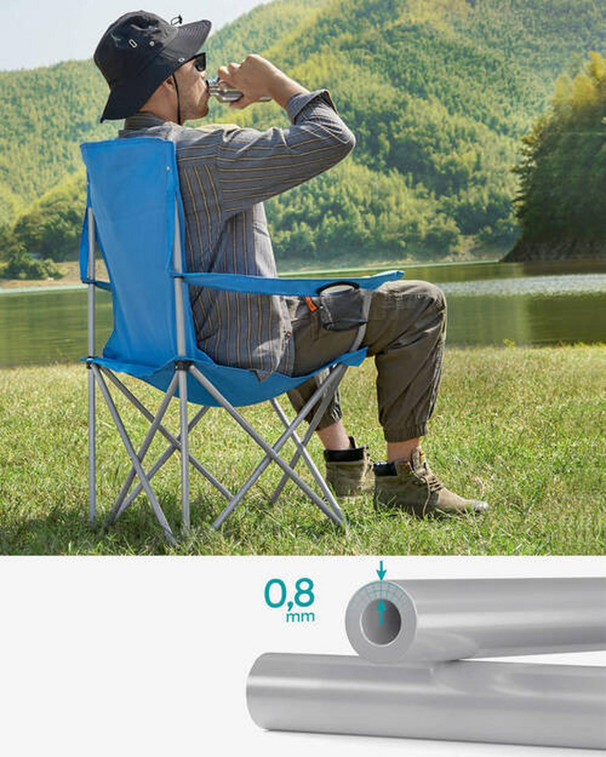 CAMPINGSESSEL-SET in  - Blau/Silberfarben, Basics, Textil/Metall (86/97/54cm) - Modante