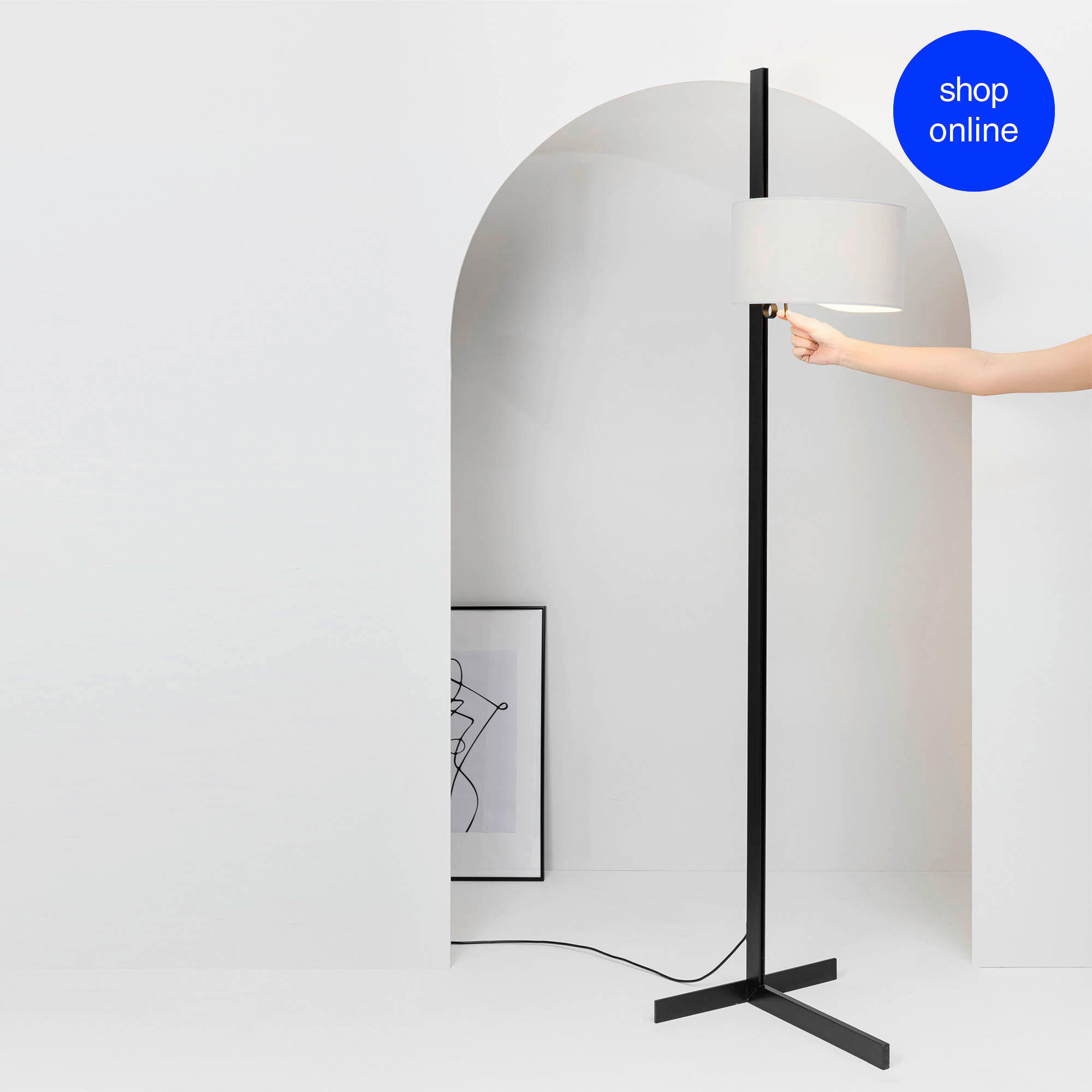 STEHLEUCHTE 30/40/175 cm   - Schwarz/Grau, Design, Textil/Metall (30/40/175cm)