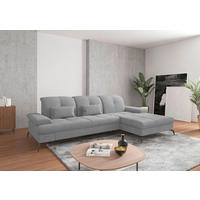 ECKSOFA Grau Flachgewebe Bettkasten, Armteilverstellung, Kopfteilverstellung, Sitztiefenverstellung, Liegefläche im Originalstoff  - Schwarz/Grau, KONVENTIONELL, Textil/Metall (279/185cm) - Sit & More