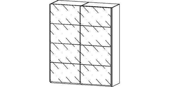 SCHWEBETÜRENSCHRANK 137/223/68 cm 2-türig Weiß  - Alufarben/Weiß, Design, Glas/Holzwerkstoff (137/223/68cm) - Xora