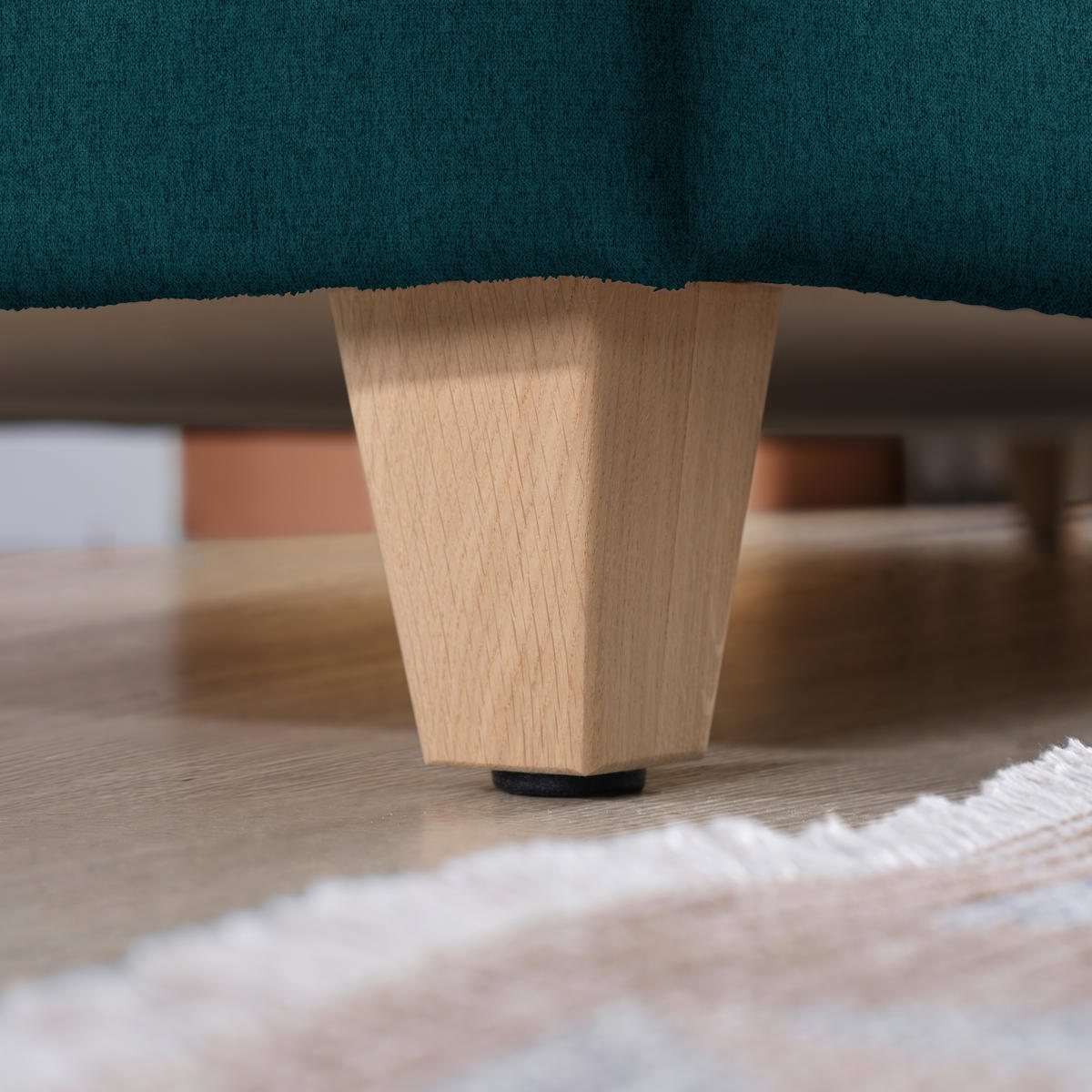 ECKSOFA in Flachgewebe Petrol  203/261 cm  - Eichefarben/Petrol, KONVENTIONELL, Holz/Textil (203/261cm) - Sedda