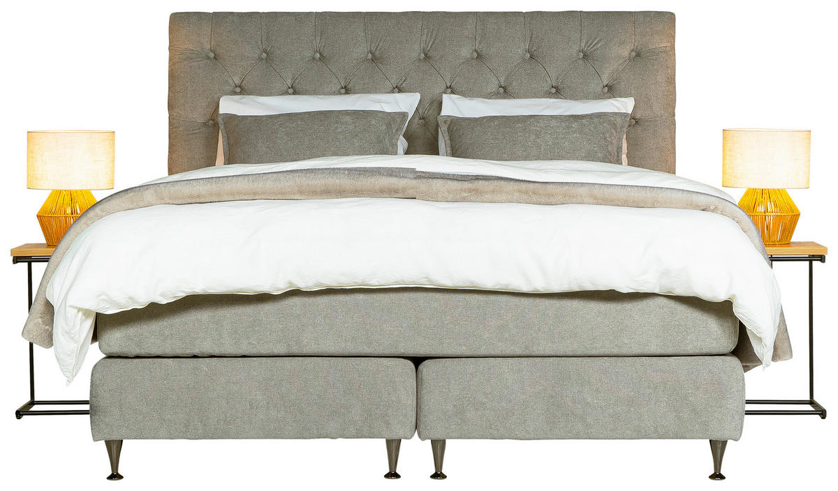 KONTINENTALSÄNG  i beige  - beige/svart, Klassisk, metall/trä (180/200cm) - Niels Andersson