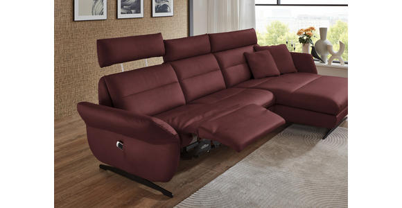 ECKSOFA in Echtleder Bordeaux 300/157 cm - Bordeaux/Schwarz, Design, Leder/Metall (300/157cm) - Dieter Knoll