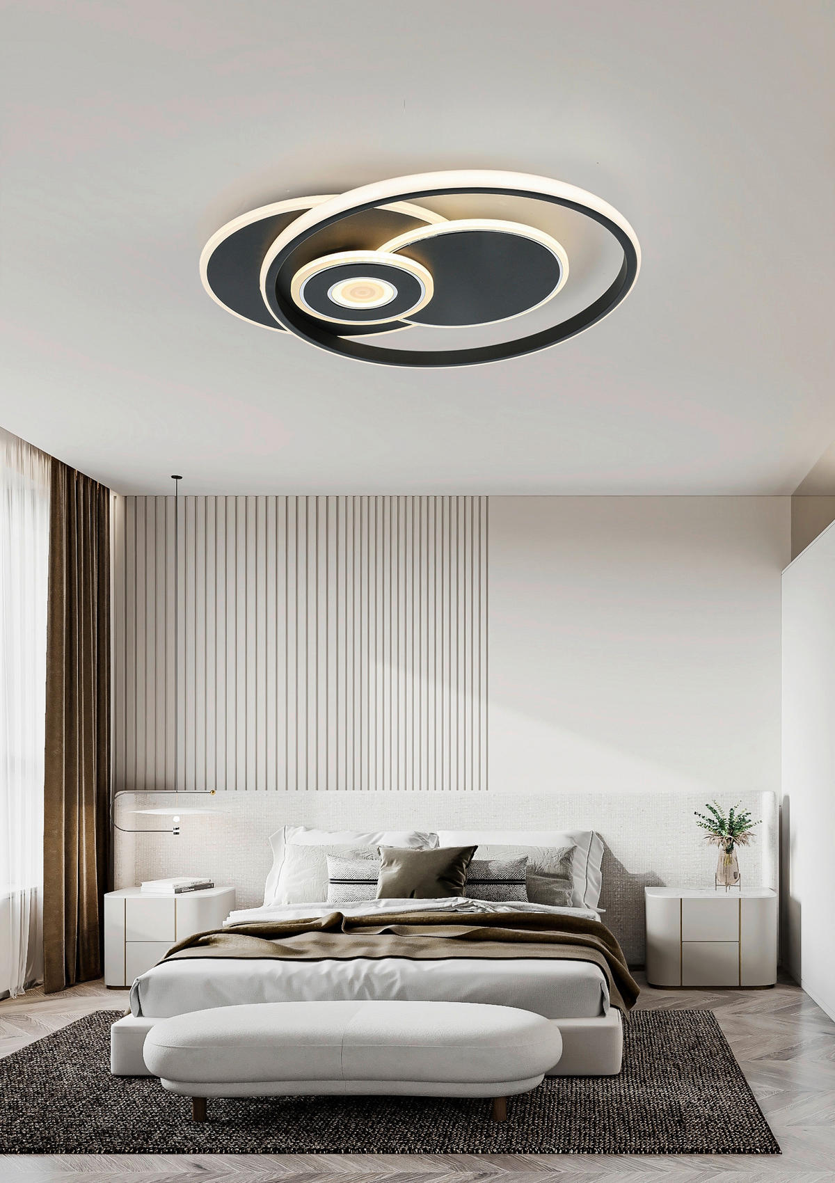 DECKENLEUCHTE 50/42,5/6,5 cm   - Chromfarben/Schwarz, Trend, Kunststoff/Metall (50/42,5/6,5cm) - Novel