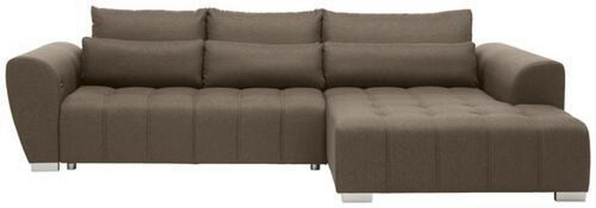ECKSOFA in Webstoff Braun, Grau  - Silberfarben/Braun, Design, Kunststoff/Textil (304/218cm) - Carryhome