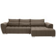 ECKSOFA in Webstoff Braun, Grau  - Silberfarben/Braun, Design, Kunststoff/Textil (304/218cm) - Carryhome