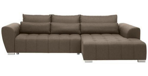 ECKSOFA in Webstoff Braun, Grau  - Silberfarben/Braun, Design, Kunststoff/Textil (304/218cm) - Carryhome