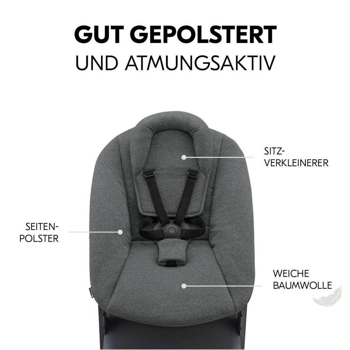 HOCHSTUHL-SET Alpha Newborn Set Anthrazit Grey  - Anthrazit, Basics, Holz/Textil (65/93,5/49cm) - Hauck