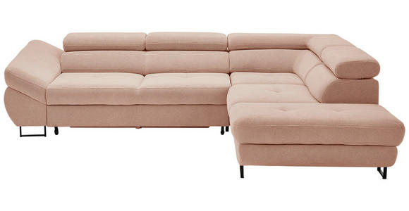 ECKSOFA in Webstoff Altrosa - Schwarz/Altrosa, Design, Textil/Metall (280/235cm) - Hom`in