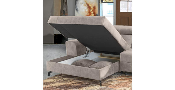 ECKSOFA in Velours Beige  - Beige/Schwarz, Design, Textil/Metall (181/267cm) - Carryhome