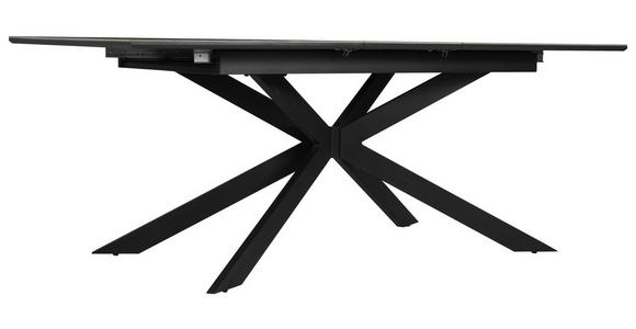 ESSTISCH Grau, Schwarz rechteckig  ausziehbar  - Schwarz/Grau, Design, Keramik/Holzwerkstoff (160-200/90/76cm) - Carryhome