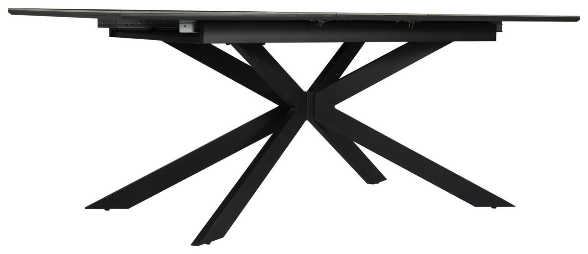 ESSTISCH Grau, Schwarz rechteckig  ausziehbar  - Schwarz/Grau, Design, Keramik/Holzwerkstoff (160-200/90/76cm) - Carryhome
