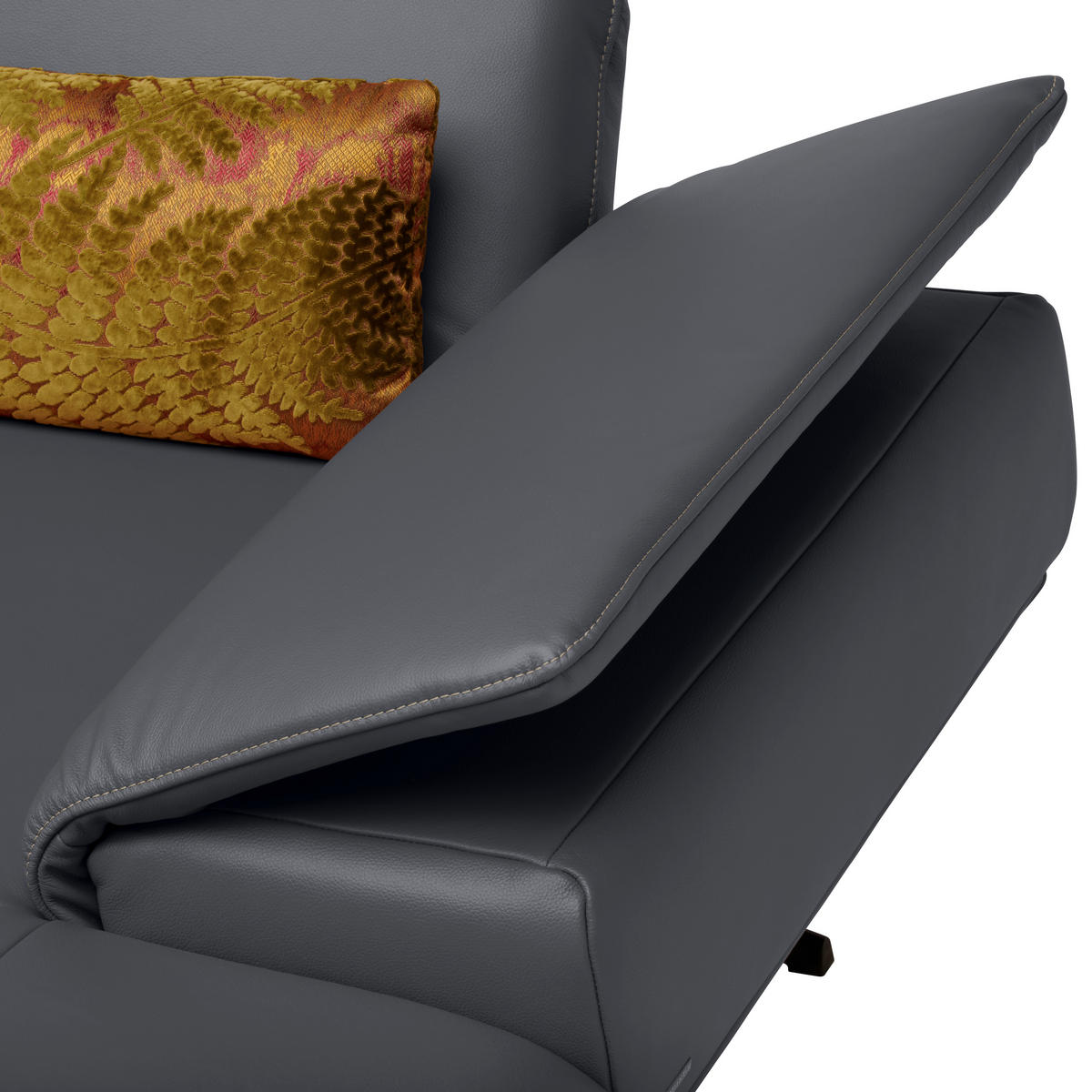 ECKSOFA in Echtleder Dunkelgrau  239/150 cm  - Dunkelgrau/Beige, Design, Leder/Metall (239/150cm) - Koinor