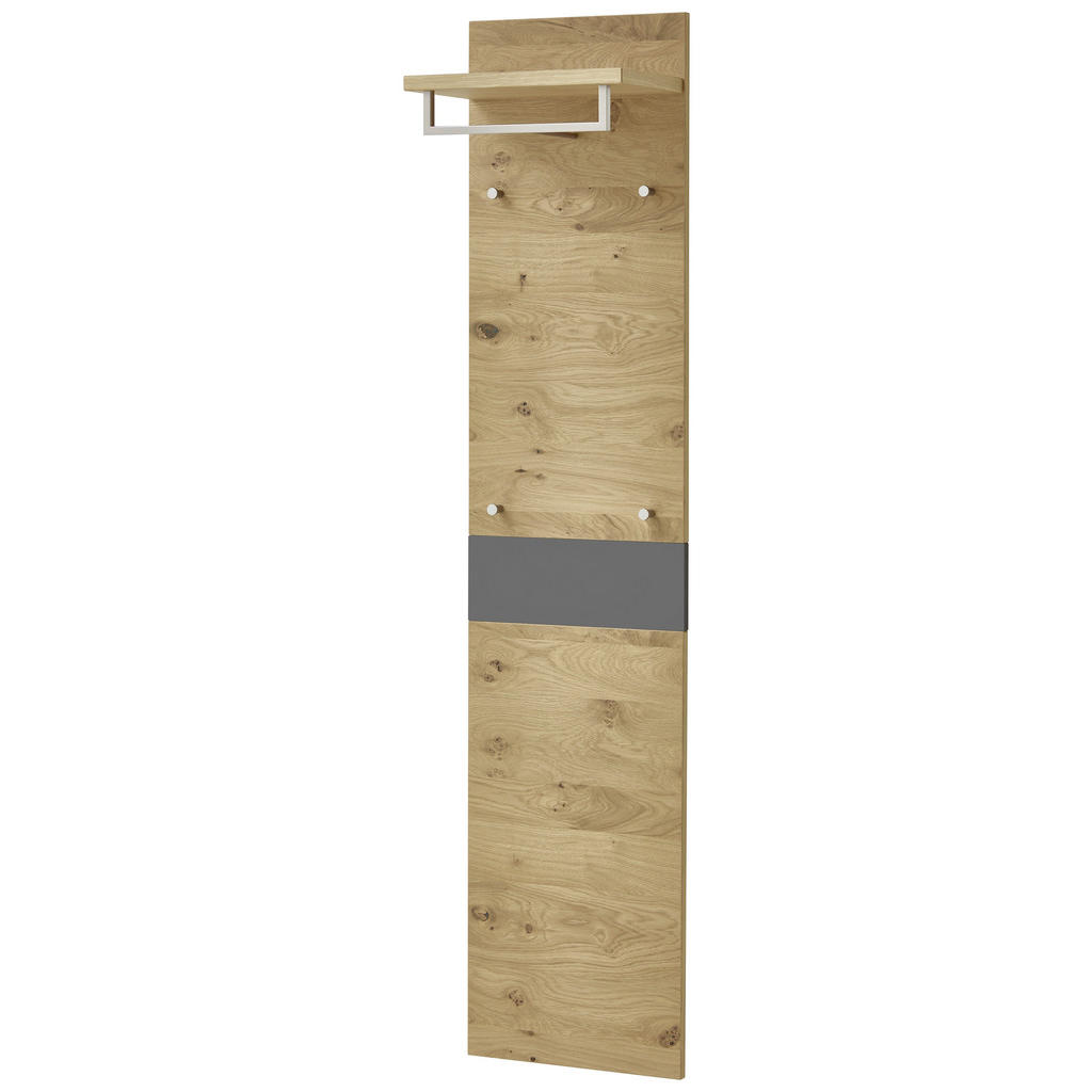 Thumbnail - Xxxl Garderobenpaneel, Grau, Eiche, Holz, Eiche, Balkeneiche, furniert, 42x183x27 cm, Made in Germany, Goldenes M, DGM-K...