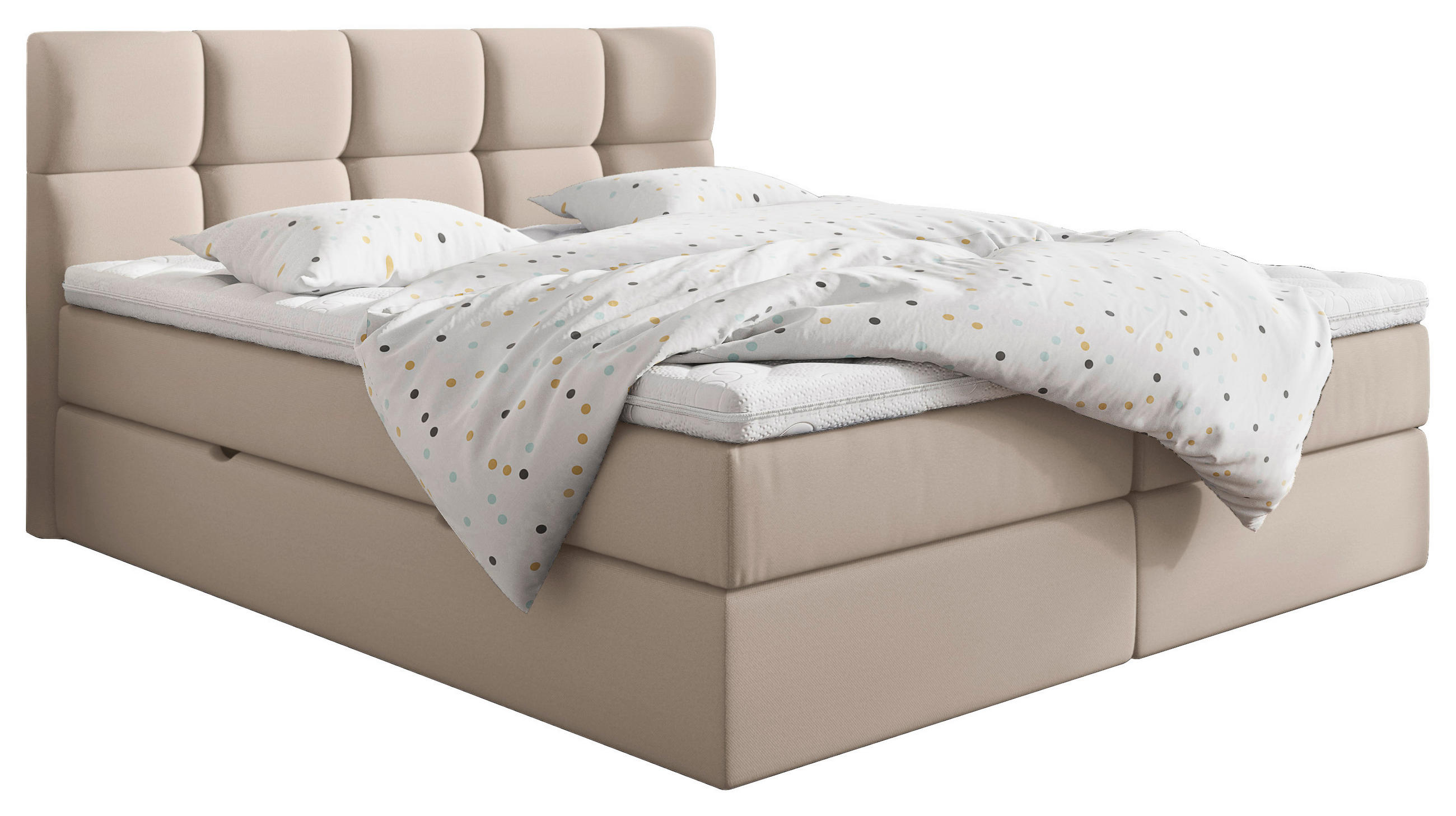 BOXSPRINGBETT 180/200 cm in Creme - Creme/Schwarz, LIFESTYLE, Holz/Holzwerkstoff (180/200cm) - Livetastic