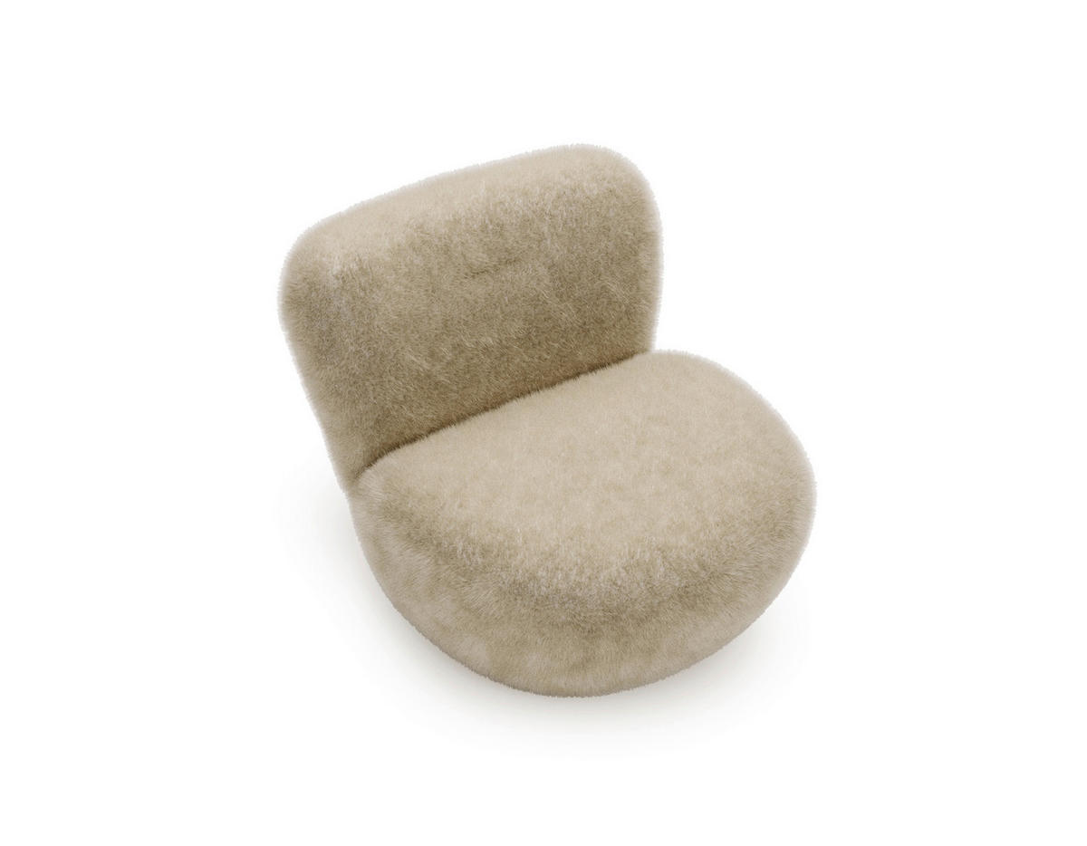 SESSEL Teddystoff Beige  - Beige/Schwarz, Design, Holz/Textil (76/70/70cm) - Livetastic