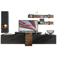 HYLLKOMBINATION  i grafitfärgad, ekfärgad  320/199/50 cm  - grafitfärgad/svart, Modern, metall/trämaterial (320/199/50cm) - Livetastic