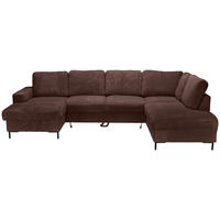 WOHNLANDSCHAFT Dunkelbraun Cord  - Dunkelbraun/Schwarz, KONVENTIONELL, Textil/Metall (148/303/197cm) - Carryhome