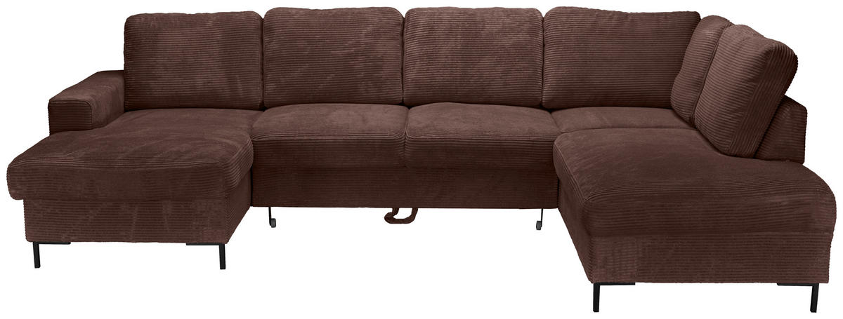 WOHNLANDSCHAFT Dunkelbraun Cord  - Dunkelbraun/Schwarz, KONVENTIONELL, Textil/Metall (148/303/197cm) - Carryhome