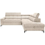 ECKSOFA Beige Struktur Bettkasten, Kopfteilverstellung, Liegefläche im Originalstoff  - Beige/Schwarz, MODERN, Textil/Metall (254/212cm) - Carryhome