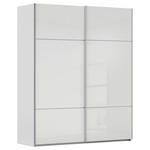 SCHWEBETÜRENSCHRANK  in Grau, Weiß  - Alufarben/Weiß, KONVENTIONELL, Glas/Holzwerkstoff (162/223/68cm) - Novel