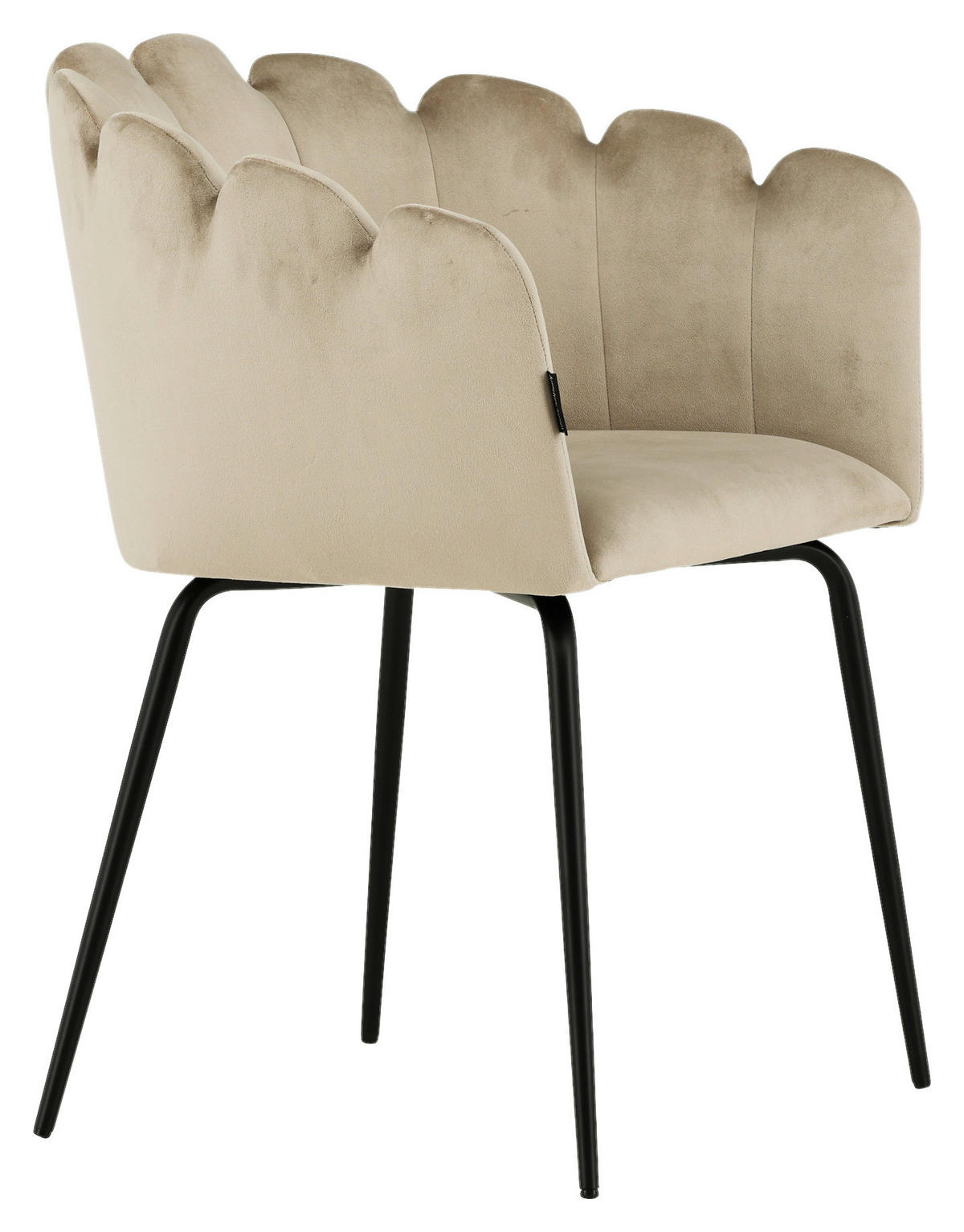STUHL Samt Schwarz, Beige  - Beige/Schwarz, Design, Textil/Metall (52/76.5/51cm) - Livetastic