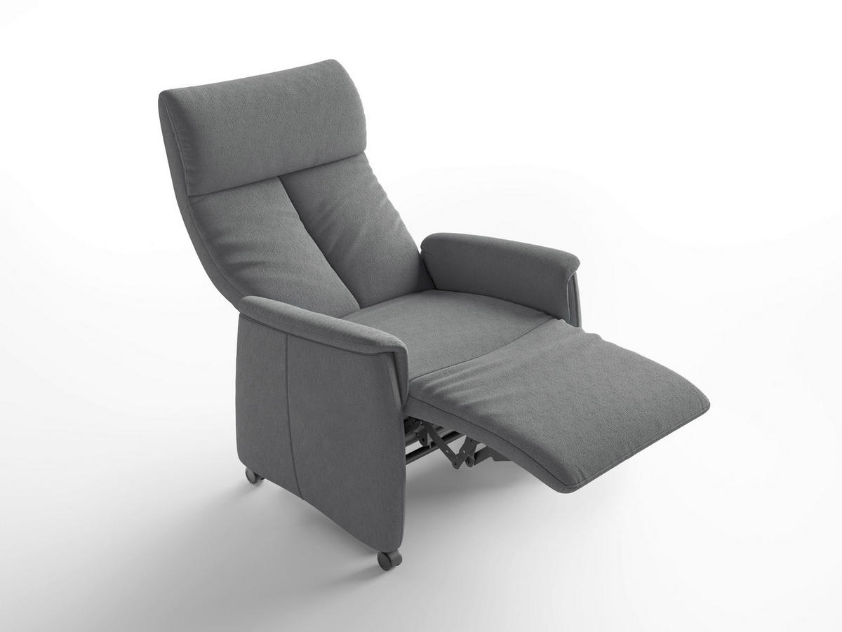 RELAXSESSEL TV CREMONA COMFORT E L3 Flachgewebe Kopfteilverstellung, Fußteilverstellung, Rücken echt    - Schwarz/Grau, Basics, Kunststoff/Textil (76/114/84cm) - Sit & More