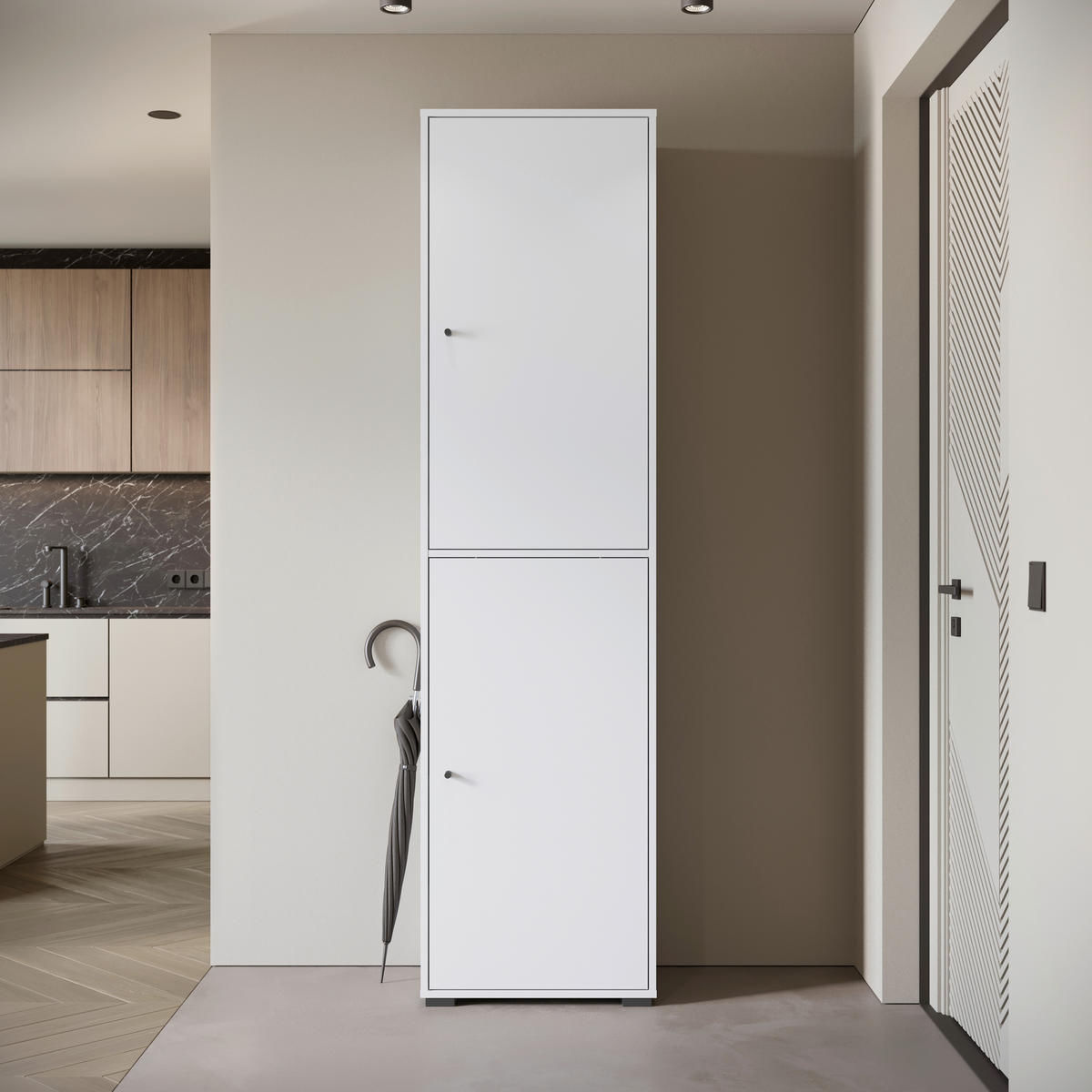 SKOSKÅP  i 50/190/33 cm  - vit/svart, Basics, metall/trämaterial (50/190/33cm) - P & B