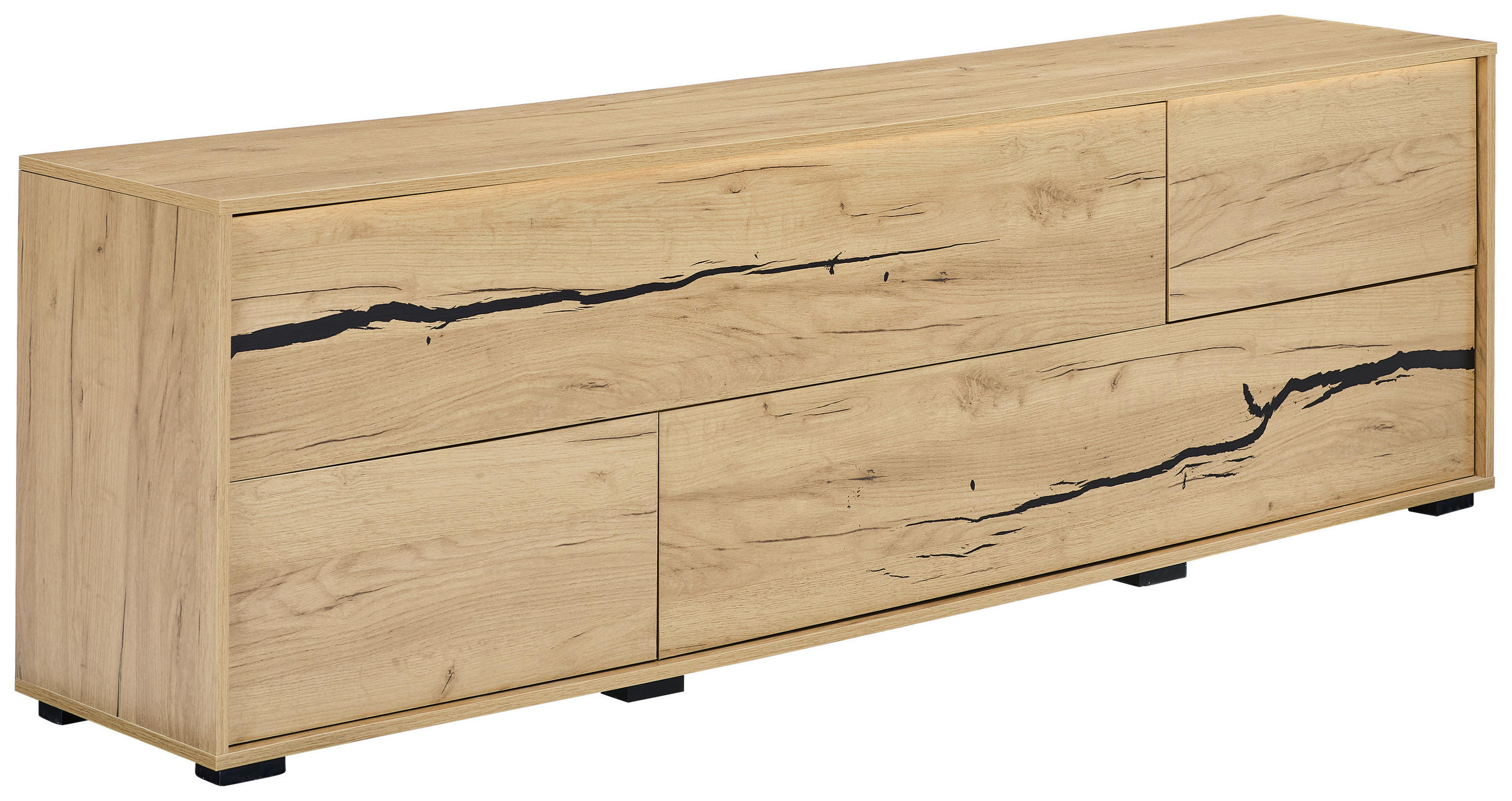 LOWBOARD  200/61/40 cm  - Eichefarben/Schwarz, KONVENTIONELL, Holzwerkstoff (200/61/40cm) - Xora
