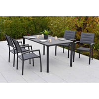 GARTENTISCHGRUPPE beschichtet Aluminium  - Graphitfarben/Grau, KONVENTIONELL, Kunststoff/Textil - Gardenson