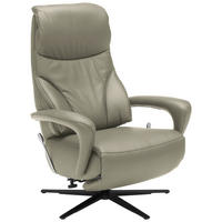 RELAXSESSEL Leder Hellgrau  - Hellgrau/Schwarz, Design, Leder/Metall (75/106/88cm) - Dieter Knoll