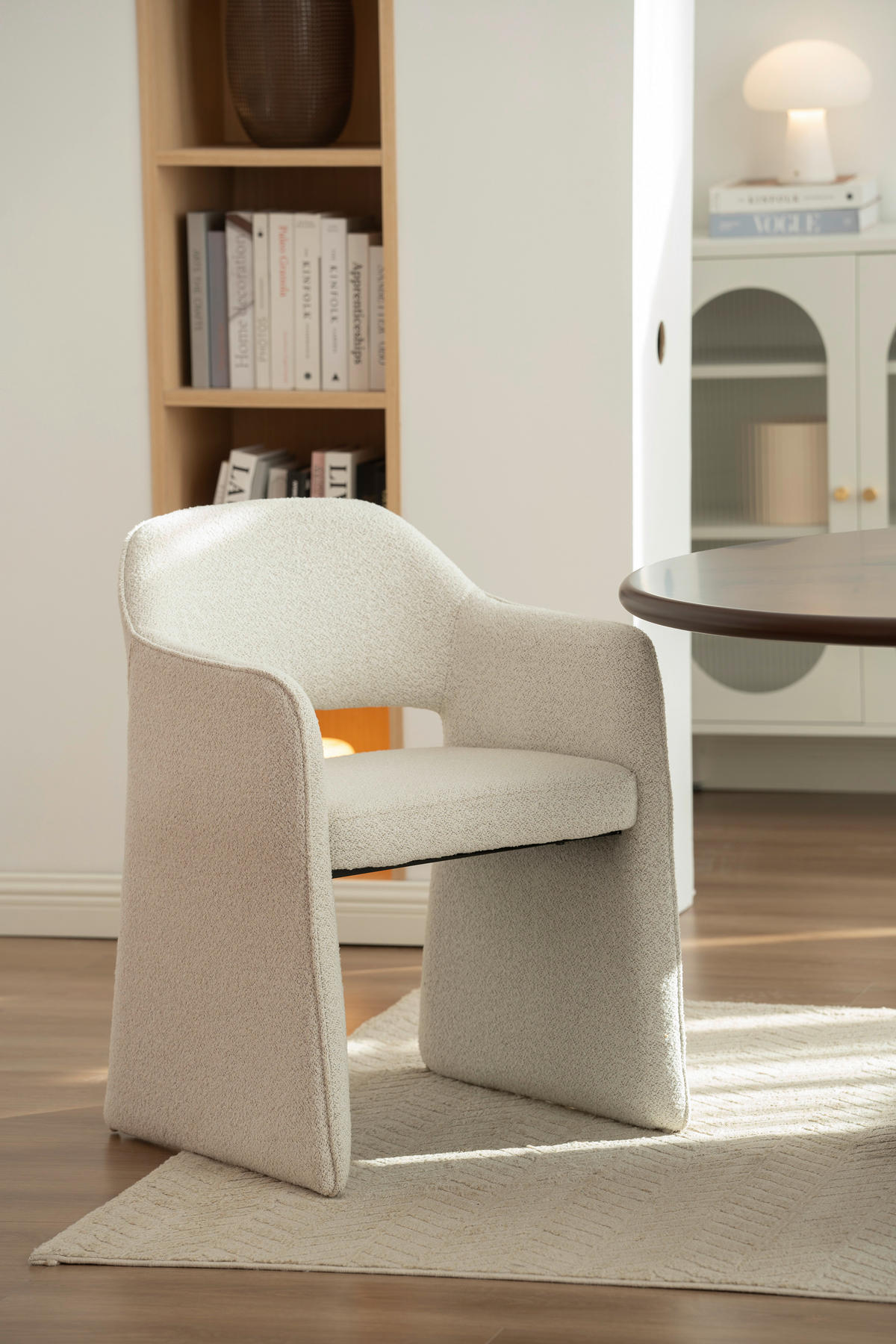 ARMLEHNSTUHL  in Eisen Bouclé  - Beige, Basics, Holz/Textil (60/81/61cm) - Livetastic