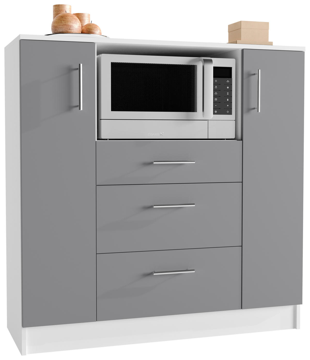 SKÅP MED VITRINDÖRRAR i antracit, vit - vit/aluminiumfärg, Design, metall/trämaterial (109/110/40cm) - MID.YOU