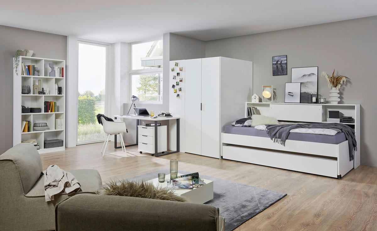 BEGEHBARER ECKSCHRANK in  - Weiss/Schwarz, Basics, Holzwerkstoff/Metall (135,2/197/127cm) - Boxxx