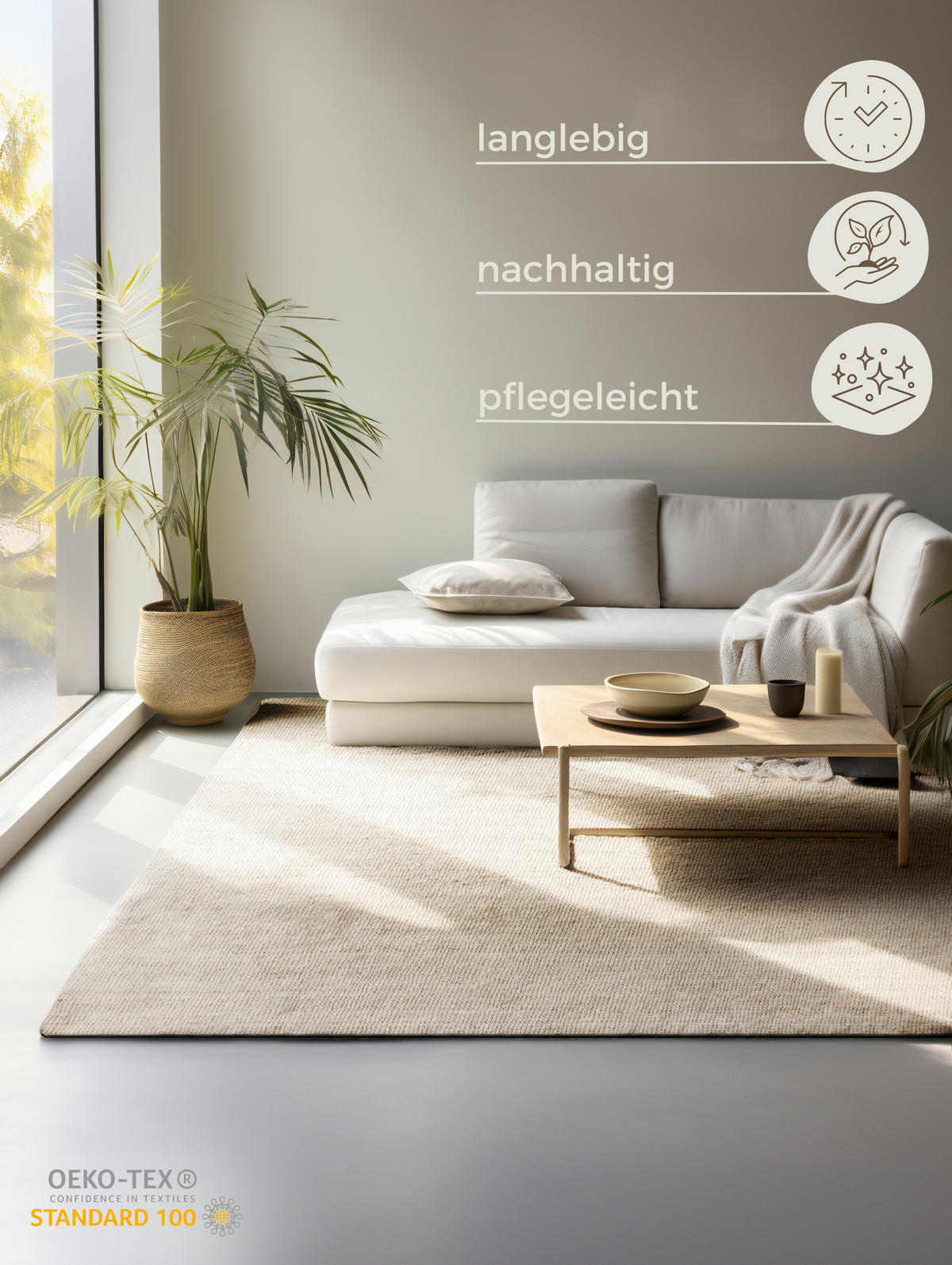 JUTETEPPICH 80/150 cm Bouclé Champagner  - Champagner, Basics, Textil (80/150cm) - Linea Natura