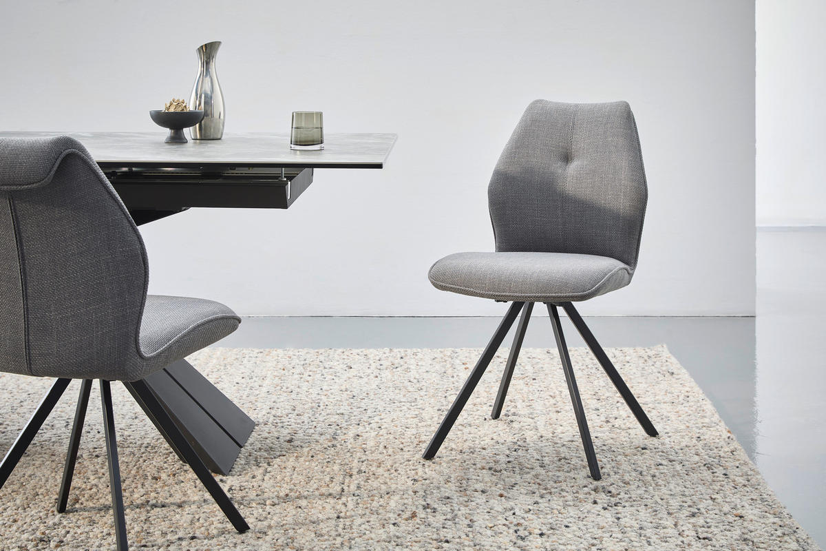 STUHL  in Eisen Webstoff Metall, Textil  - Schwarz/Grau, MODERN, Textil/Metall (47/88,5/62cm) - Stylife