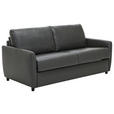 SCHLAFSOFA Kombination Echtleder/Lederlook Lederlook Dunkelgrau - Dunkelgrau/Schwarz, Design, Leder/Textil (184/91/99cm) - Xora