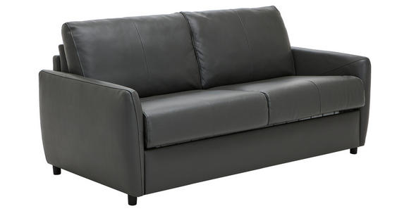 SCHLAFSOFA Kombination Echtleder/Lederlook Lederlook Dunkelgrau - Dunkelgrau/Schwarz, Design, Leder/Textil (184/91/99cm) - Xora