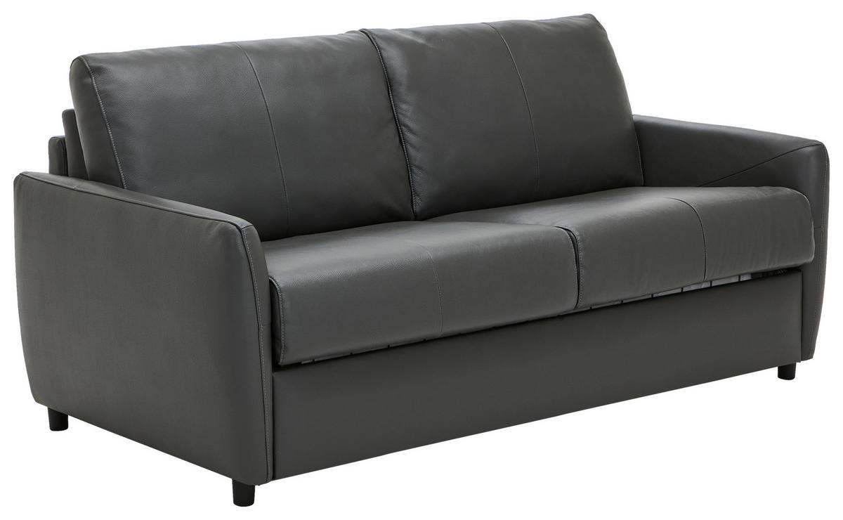 SCHLAFSOFA Lederlook Dunkelgrau  - Dunkelgrau/Schwarz, Design, Textil (184/91/99cm) - Xora