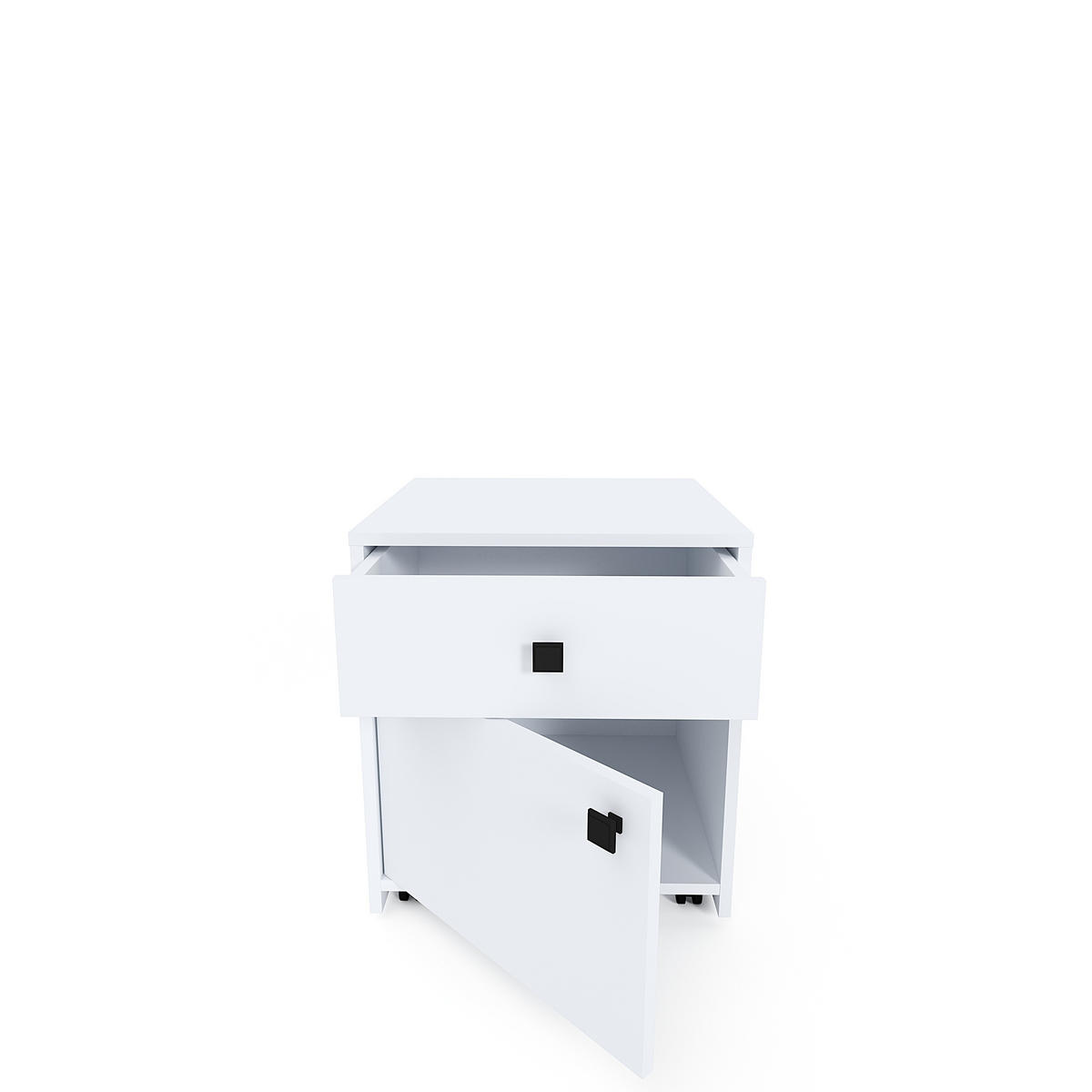 ROLLCONTAINER Weiß  - Schwarz/Weiß, MODERN, Holzwerkstoff/Kunststoff (48/53/45,3cm) - Milino