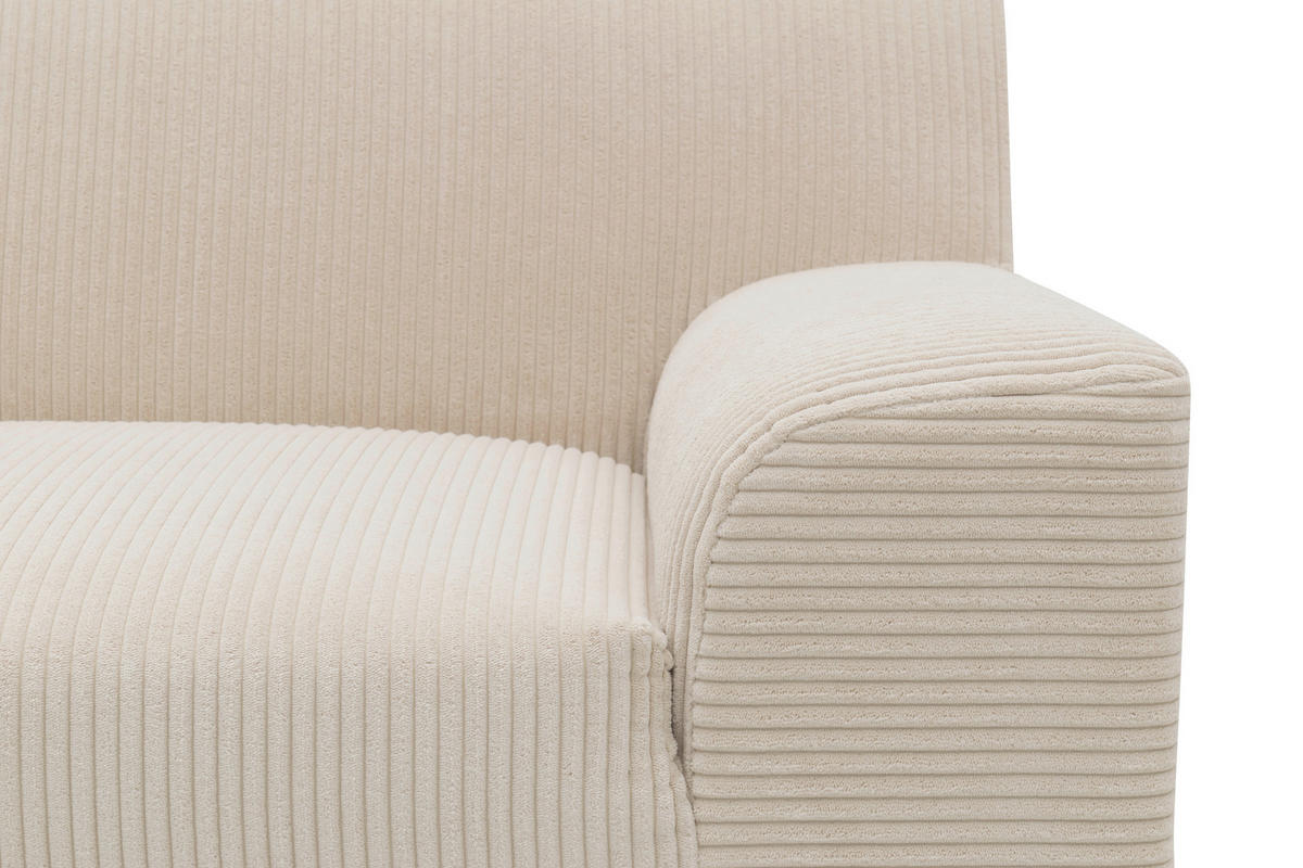ECKSCHLAFSOFA  CAPRI 2 Creme Cord  - Creme/Schwarz, Basics, Kunststoff/Textil (146/241cm) - MID.YOU