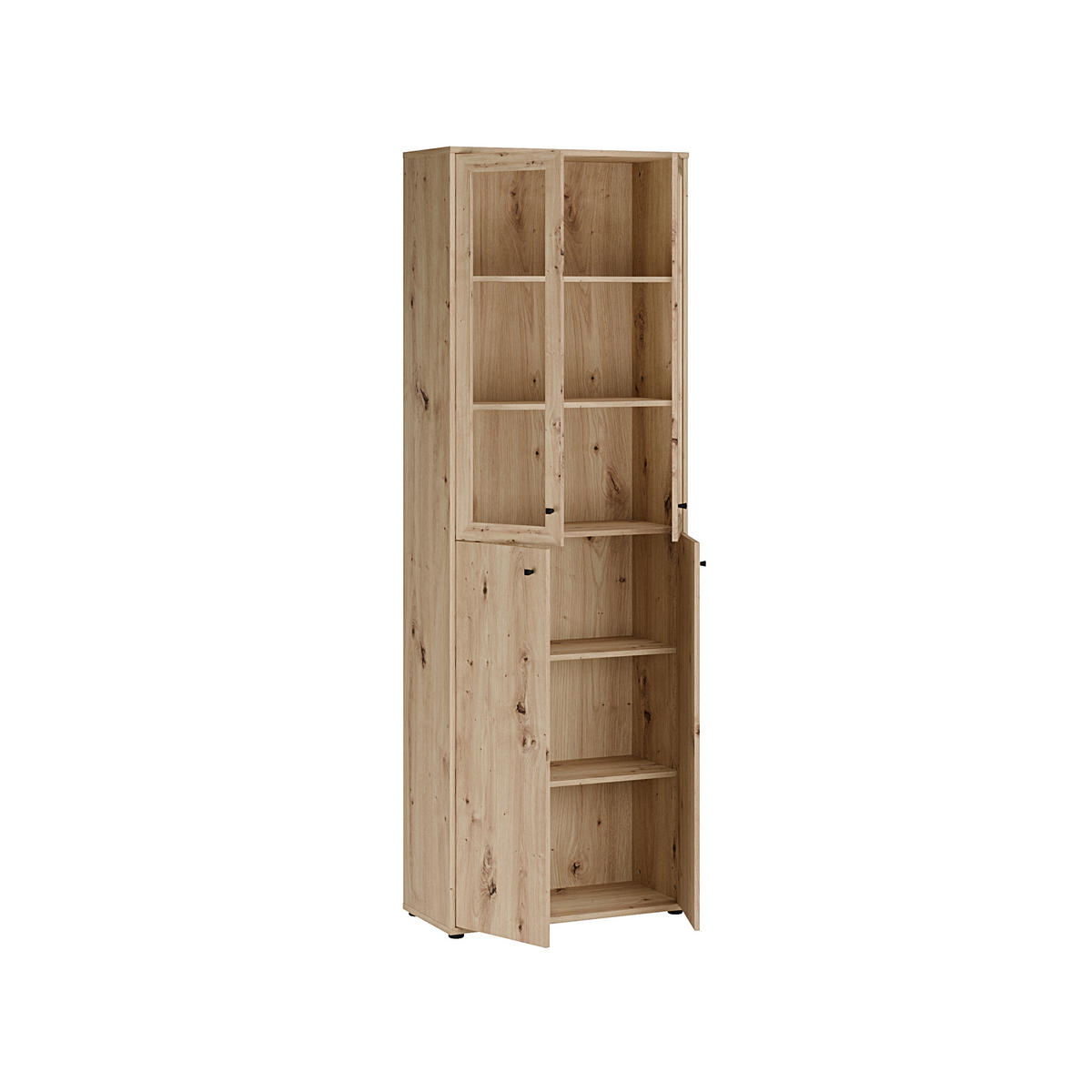 VITRINE  in Eiche Artisan  - Schwarz/Eiche Artisan, Design, Glas/Holzwerkstoff (73,7/216,7/34,8cm)