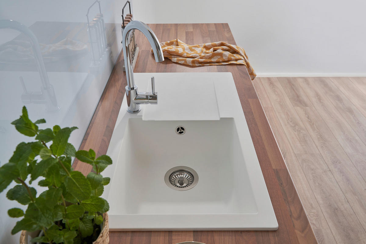 SPÜLE 1712DENVER78X44W  - Weiß, Trend, Glas/Kunststoff (78/17/43,5cm) - Respekta